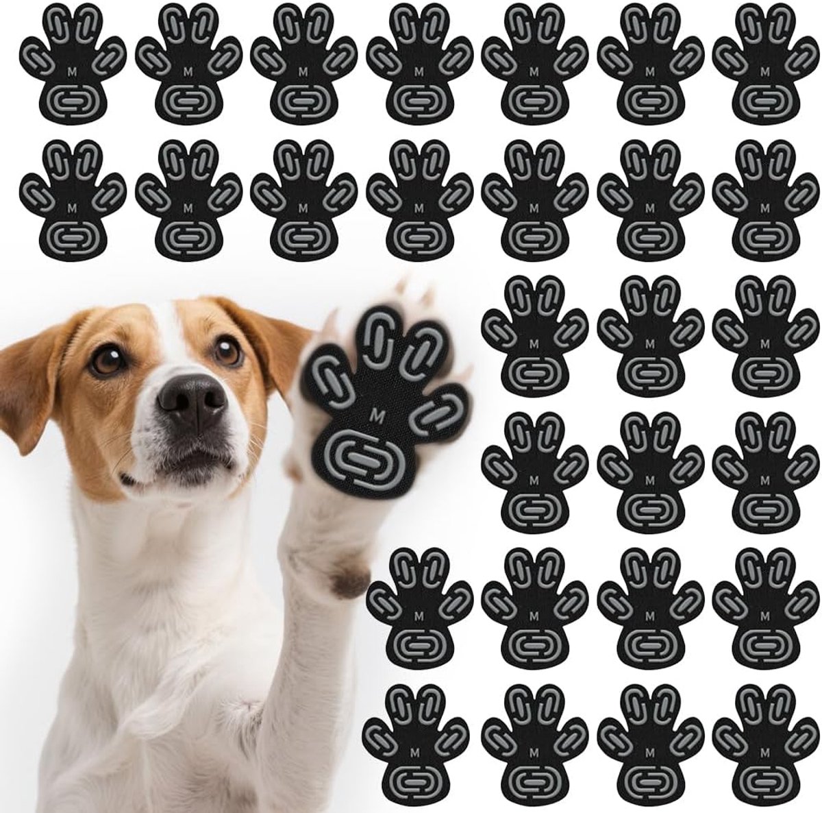 28 stuks pootbescherming voor honden, antislip zelfklevende siliconen-gel hondenschoenen hondenpootbeschermer, bescherming tegen verbranding antislip hondenschoenen voor oudere en zieke honden (M)