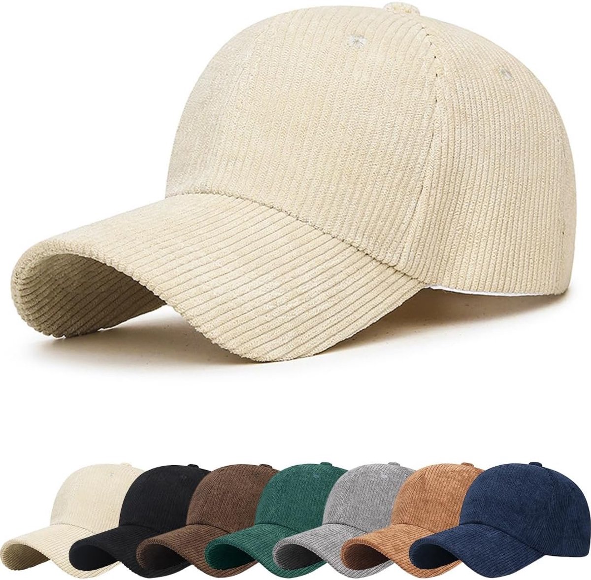 Honkbalpet, uniseks, effen, warm, corduroy