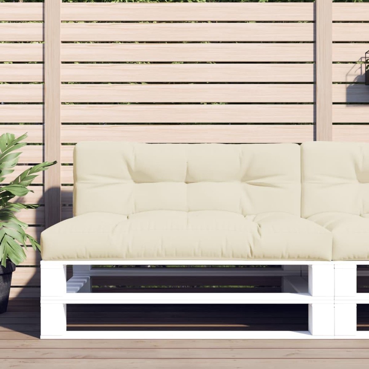 2-delig crème stof tuinkussen zitkussen voor outdoor meubilair en binnen met zachte holle vezelvulling en duurzame polyester hoes