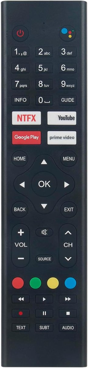 Afstandsbediening Geschikt voor RCA Android Smart TV RS24H1-UK RS32F3-UK RS43F3-UK RS50F3-UK RS24H1 RS32F3 RS43F3 RS50F3