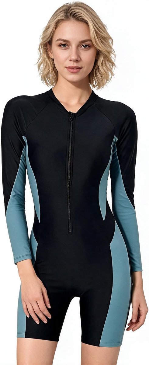 Zwempak voor Vrouwen,Zwemkleding met lange mouwen en rits aan de voorkant