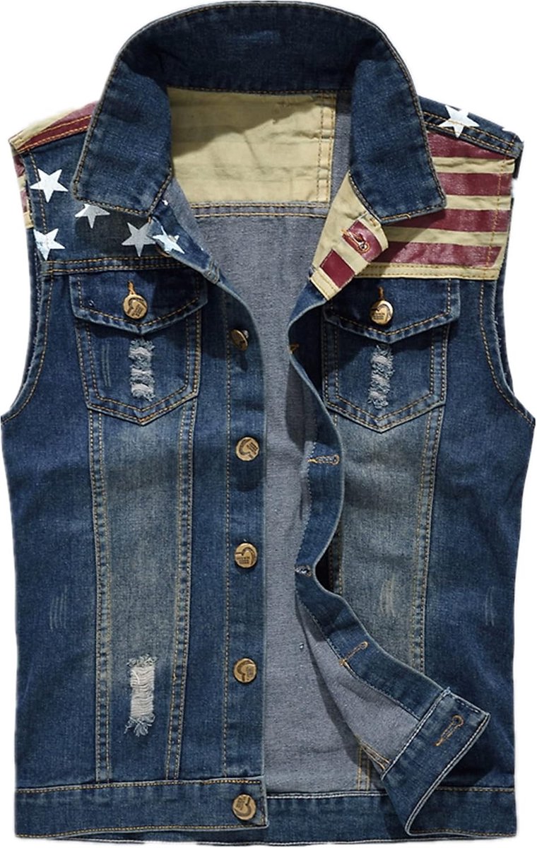 jeans mannenvest met revers