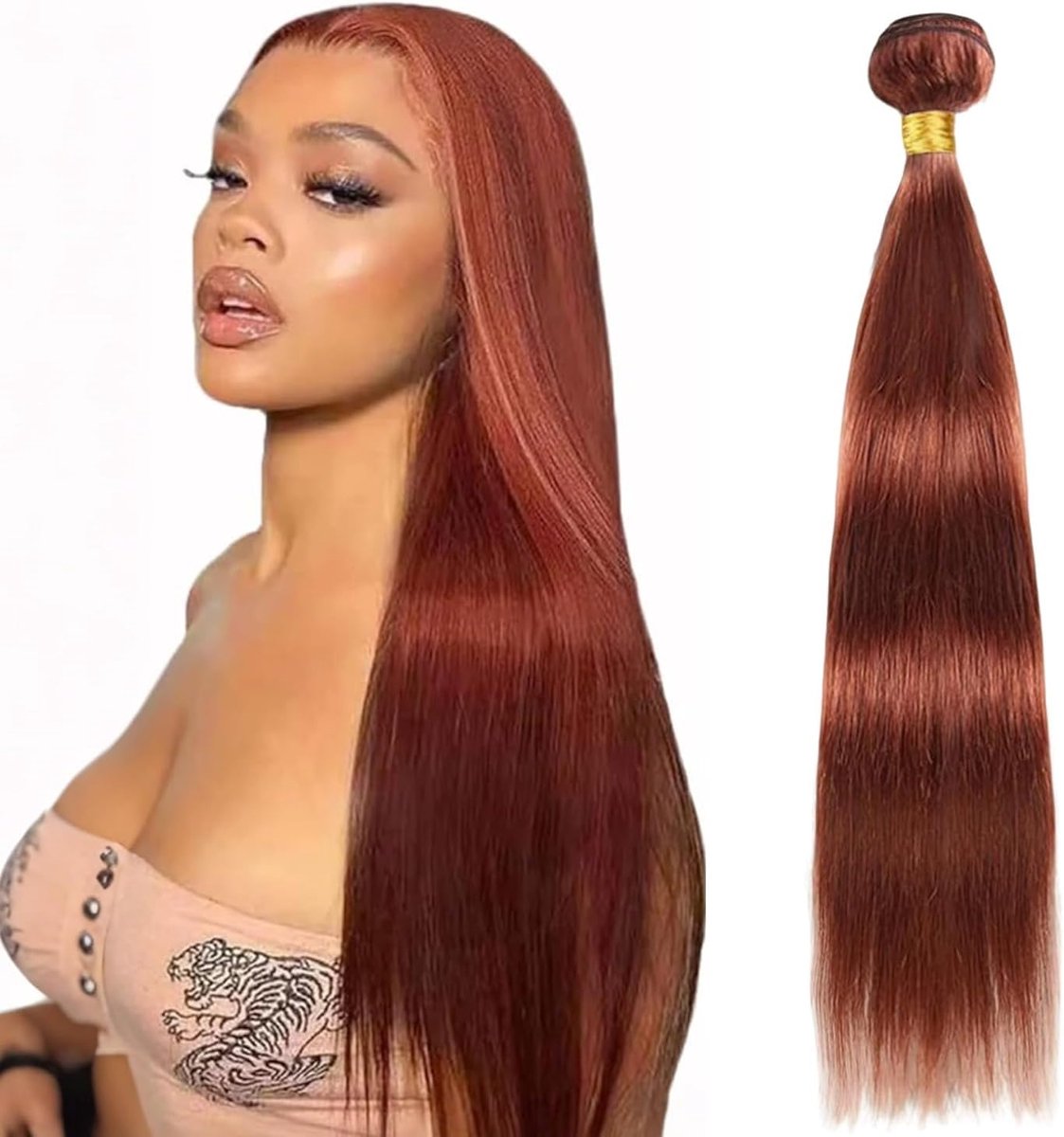 Bundel van echt haar, 35 cm, 1 bundel 100% Remy 9A, steil menselijk haar, bundels Reddish bruin, roodachtig bruin, rechte bundel koper, rode kleur