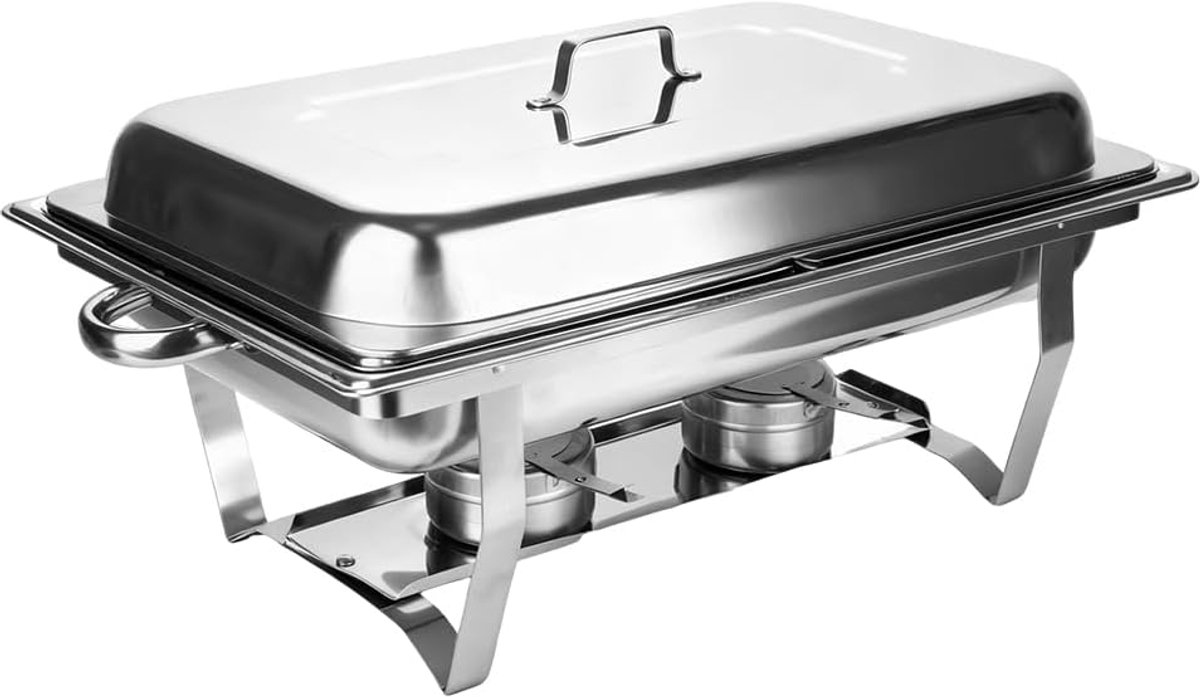Warmhoudcontainer voor eten, chafing schotel, roestvrij staal, buffetcontainer, buffetwarmer, maaltijd, voedselwarmer, warmtecontainer, rechaud voor catering, buffet en feest (55 × 35,5 × 26 cm, 1