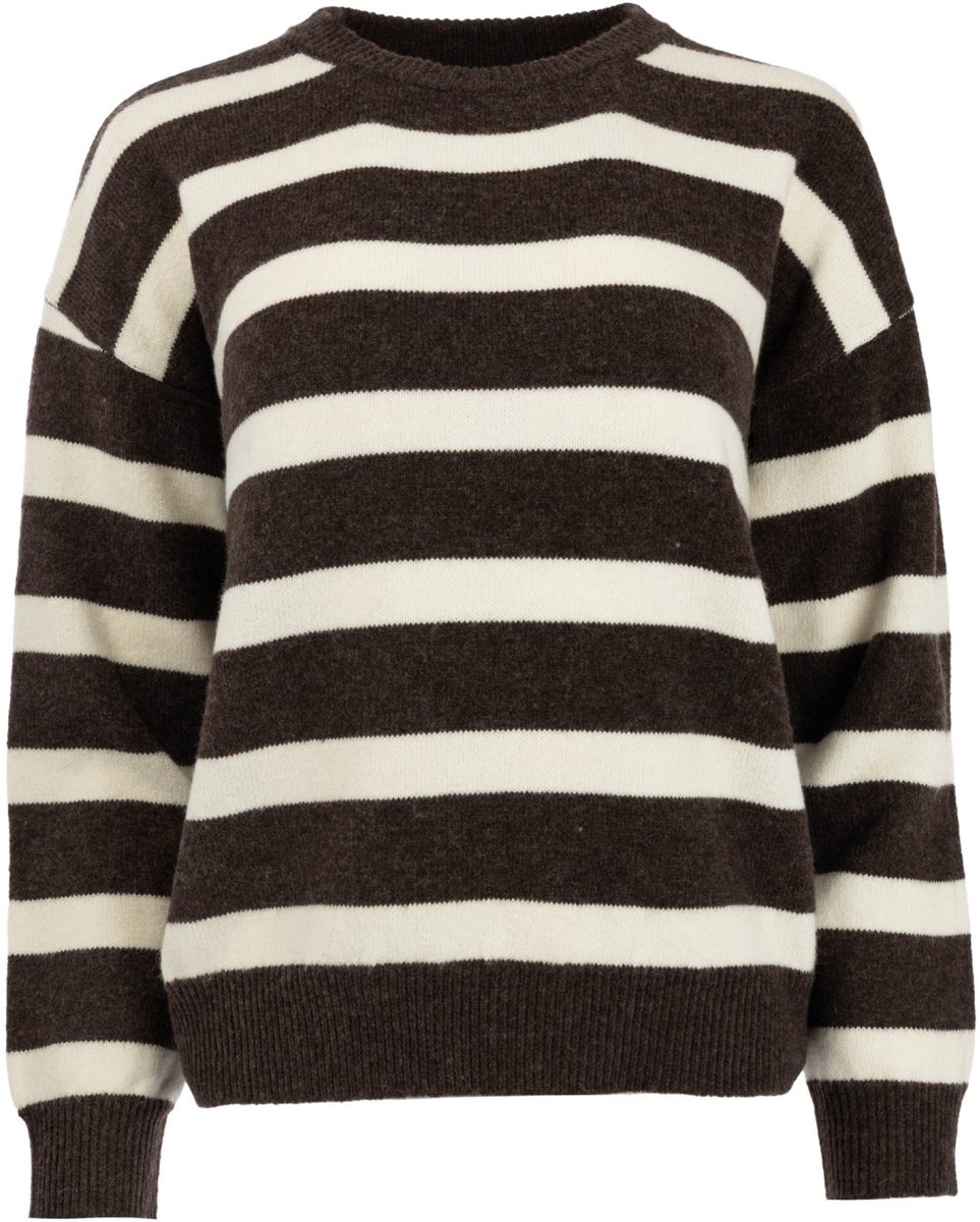 NED Trui Hest Ls Rml Fine Knit Melange 26w U322 05 Ganache Brown-ecru Dames Maat - M