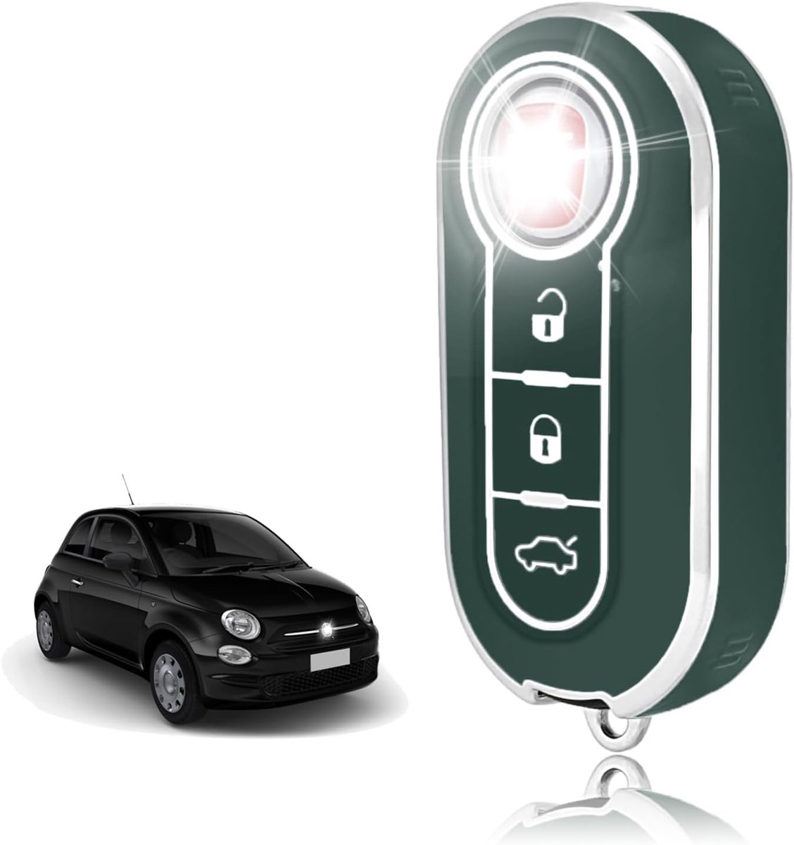 Sleutelhoes TPU, Autosleutelhoes Geschikt voor Fiat 500 Punto Bravo Brava Panda Abarth Doblo Ducato Idea Ulysse MPV Lancia Ypslon Delta Musa, Sleutel Cover Sleutelbehuizing - Flip Key