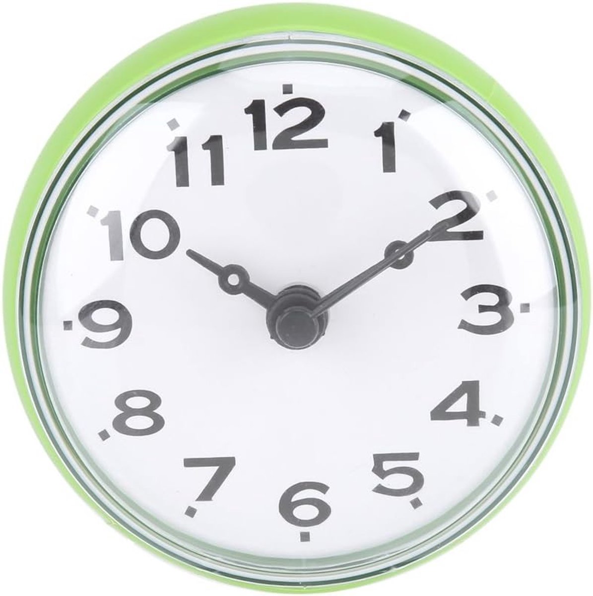 Waterdichte Ronde Mini Wandklok voor Badkamer, Keuken, Woonkamer en Slaapkamer - Groene Decoratie met Zuignap