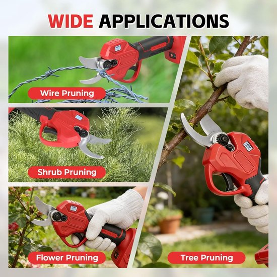 Snoeischaar voor Milwaukee M18, 300 W borstelloze motor, snijdiameter 30 mm, accu-snoeischaar, draadloze tuinsnijder voor het snoeien van struiken, bomen (rood voor Milwaukee) — afbeelding 5