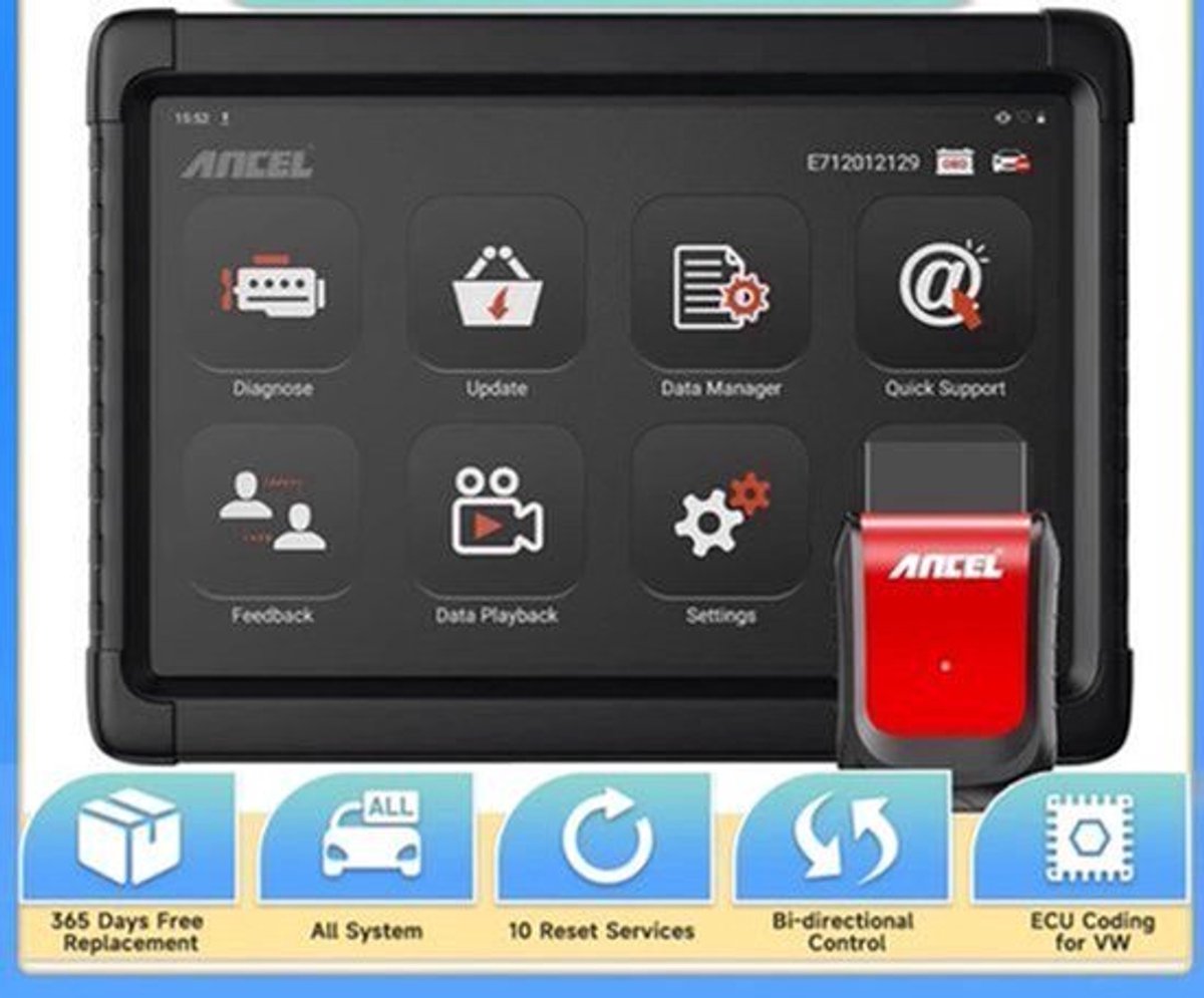 OBD Scanner - OBD2 - Auto Scanner - Auto uitlezen - Diagnose Apparatuur voor Auto's - OBD2 Diagnosetool - 10 inch Android Tablet Scanner - Volledig Systeem - ABS - SRS - Olie - EPB - BMS - TPMS - IMMO - Bluetooth - EU Plug