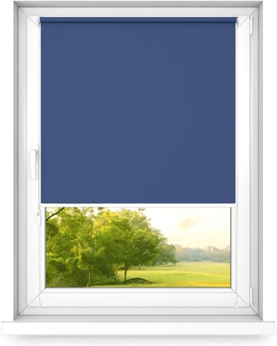 Zonder Boren - Verduisteringsrolgordijn, Rolgordijn Verduistering - 3 Soorten Montage, Zilveren Thermische Coating - Bosbes, 1000x2500mm, Rechts