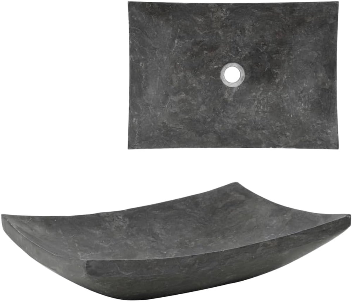 50 x 35 x 12 cm marmer zwart rechthoekig opzetwastafel voor badkamer gastentoilet natuursteen