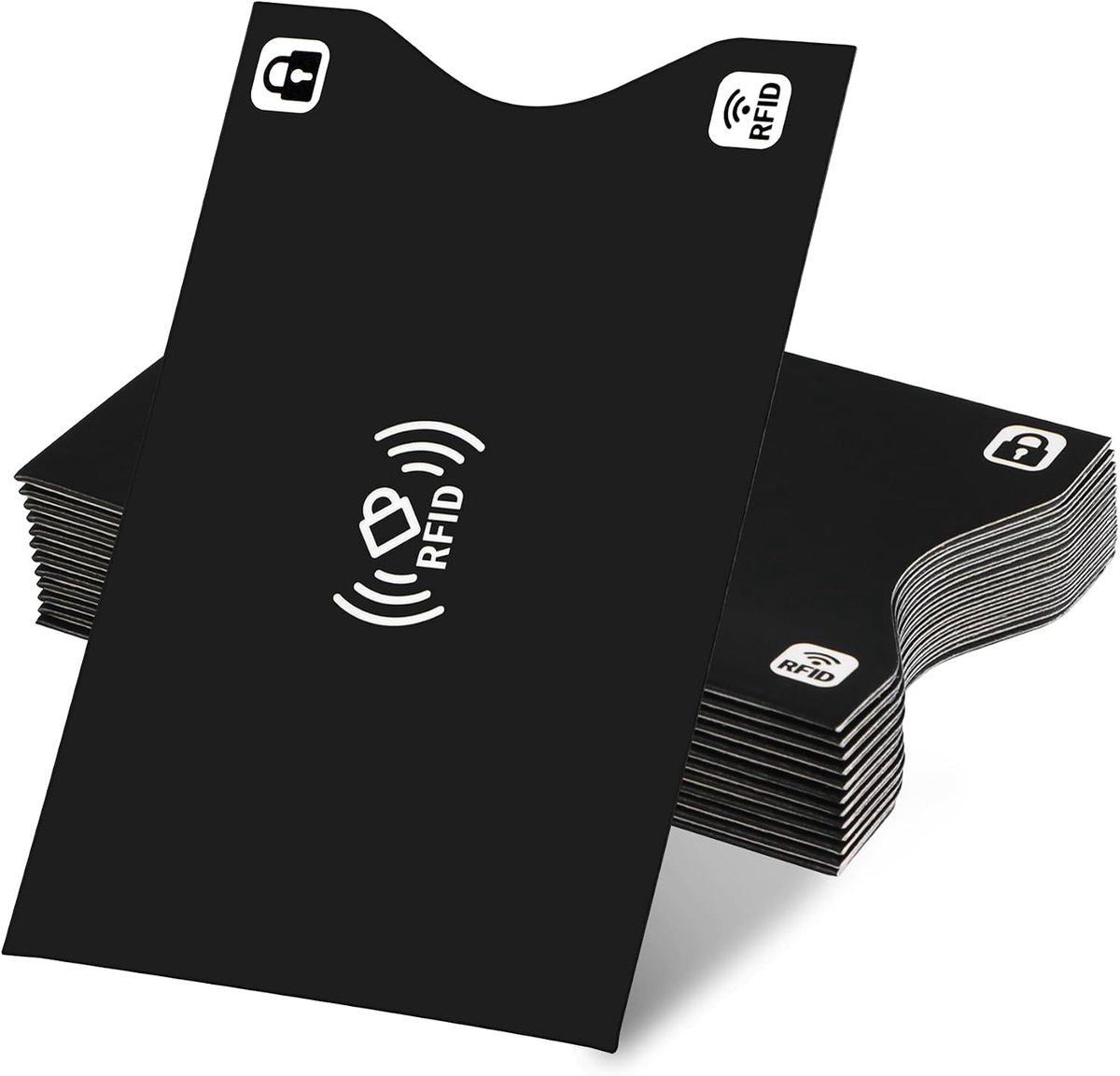12 stuks RFID-blokkerende kaarthoes, NFC-beschermhoesjes, RFID-blokker, afgeschermd van pvc, voor EC-kaarten, creditcards, bankkaarten, 88 x 58 mm, zwart