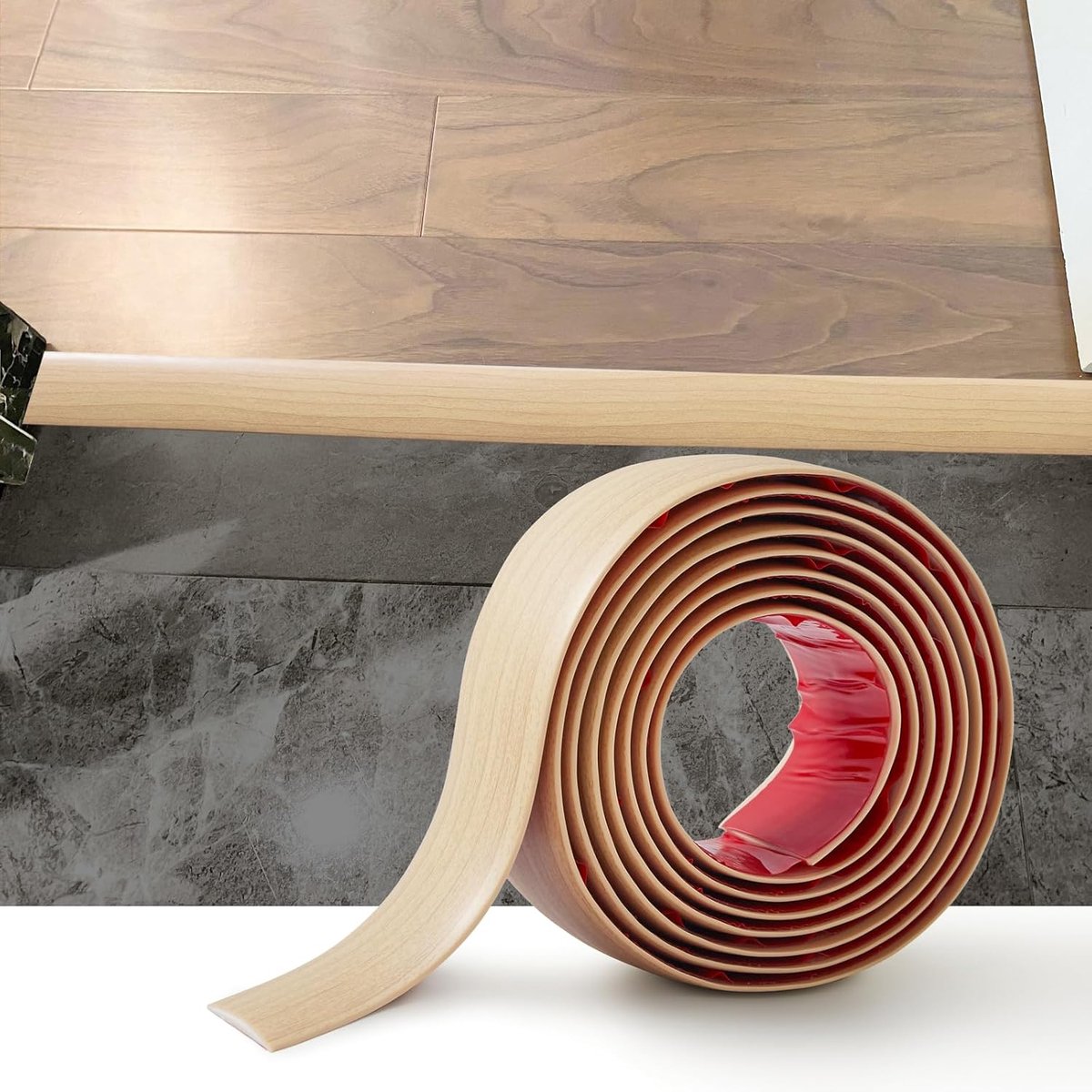 Drempel Overgangsstrip,Deur StripThreshold Bars,Zelfklevende PVC Vinyl Flooring Edge Trim,Vloer verbindende Strip,Tegel naar laminaat overgangsstrip,Beige Eiken Korrel(4cm,2M)