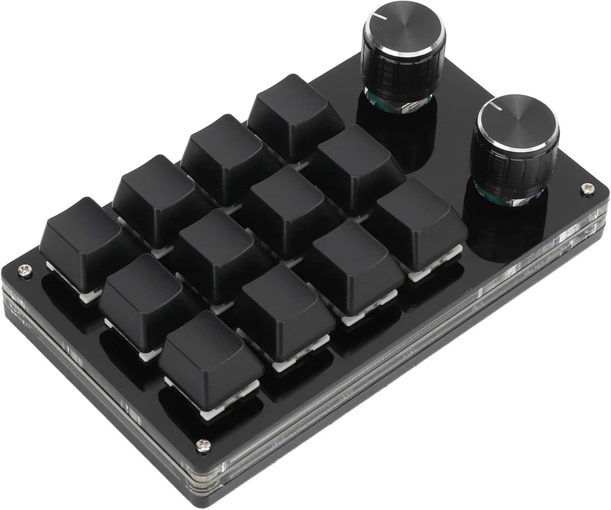 Zalati Mechanisch toetsenbord, 12-Key USB Mini Programmeerbare sleutels Geen Drive nodig met Knop Ontwerp Gemakkelijk mee te nemen 7,9 x 5,1 inch - Zwart