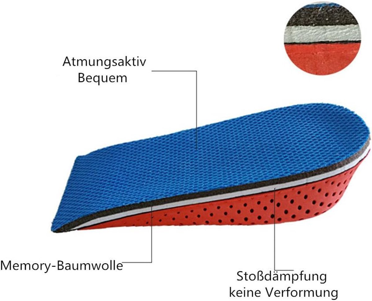 Hielspoor-inlegzool, onzichtbaar traagschuim, hielkussentjes, hielbescherming, meerkleurig, 2 cm