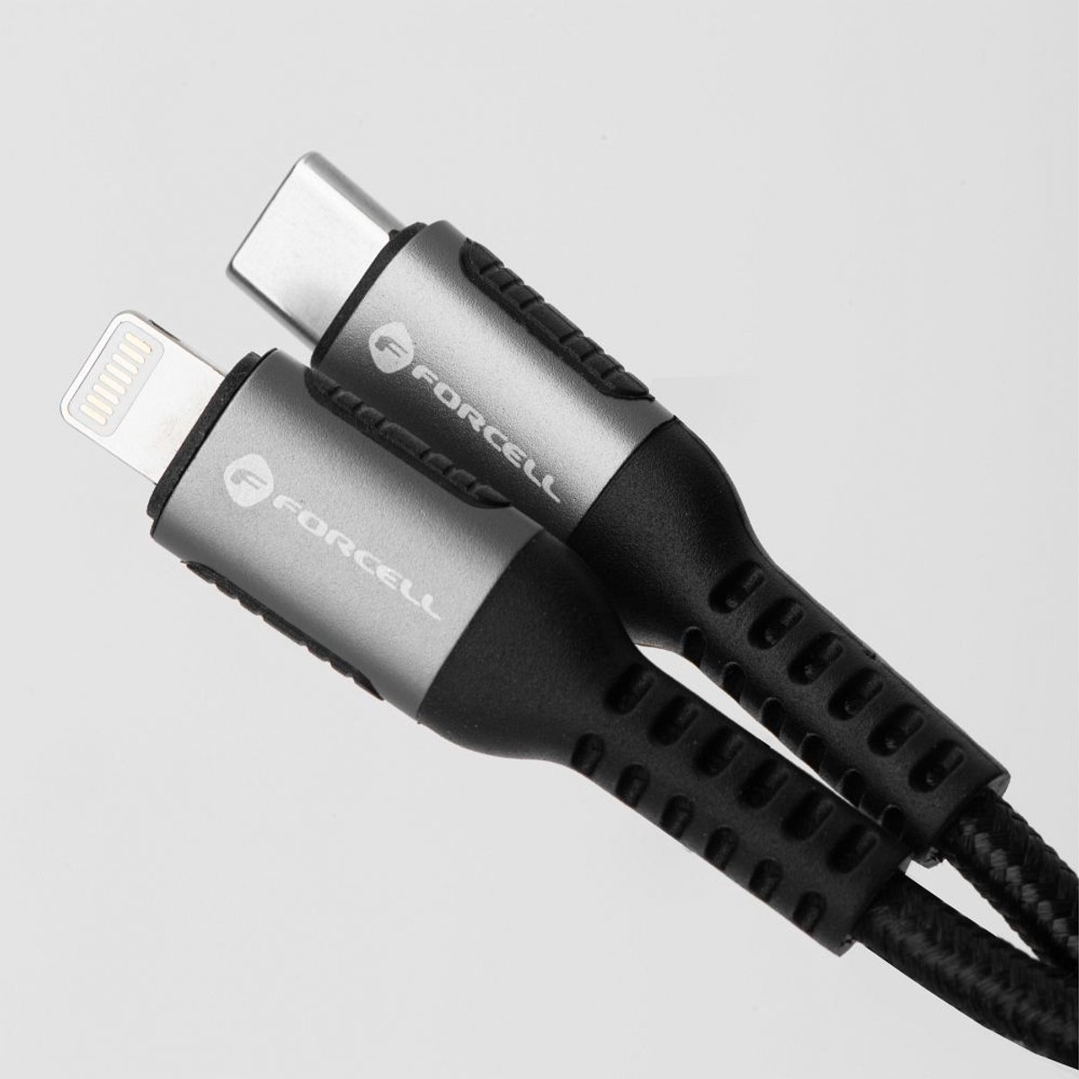 Forcell - USB-C naar Lightning kabel Cafule - Snellader 27W - 0.25 m - Snel en Stabiel Opladen - Zwart
