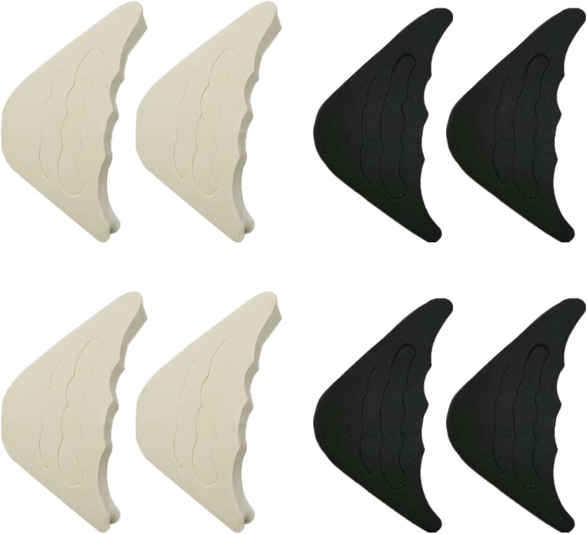 4 paar schoenvullers, schoenpads, inlegzolen, voorvoet/teen, inlegzolen, pijnverlichting, bekleding voor te grote schoenen (zwart en vleeskleurig)