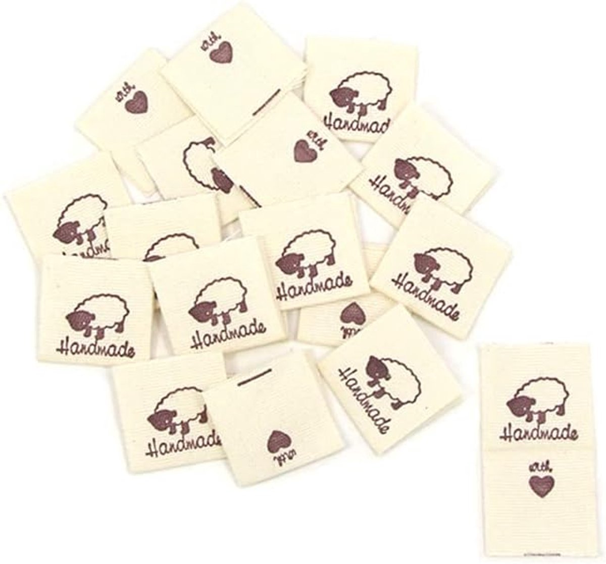 50 stuks katoenen kledinglabels wasbaar handgemaakte naaigetags voor DIY ambacht kledingdecoratie