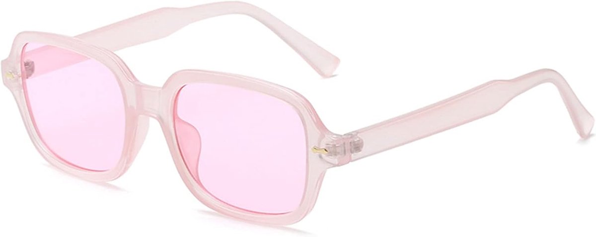 rechthoekige ovale zonnebril dames heren geel gradient bril retro getint zonnebrillen UV 400 bescherming, roze
