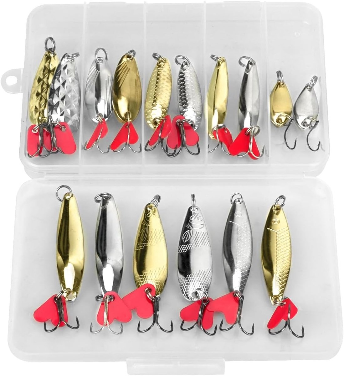 Set van 20 metalen lepels voor vissen - Hard bait voor zalm, baars en roofvis - Spinner en triplets tackle