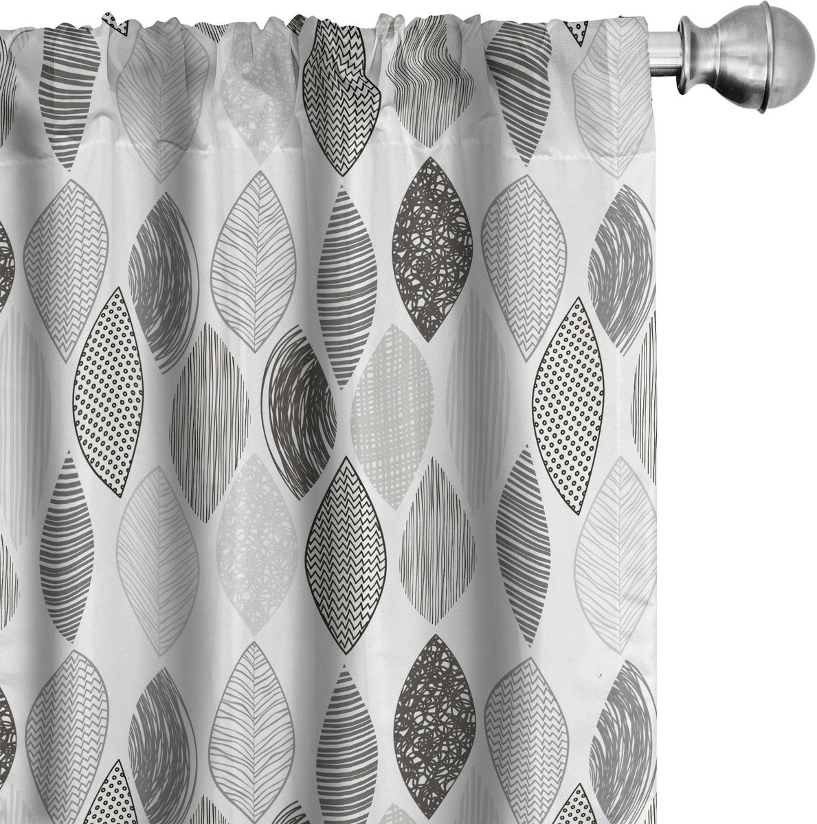 ABAKUHAUS Krabbel Raamgordijnen, Abstract Bladeren Kunst, Lichtgewicht decoratieve 2-delige set met roedezak, 2 stuks 75 cm B x 175 cm L, Antraciet Grijs Licht Grijs