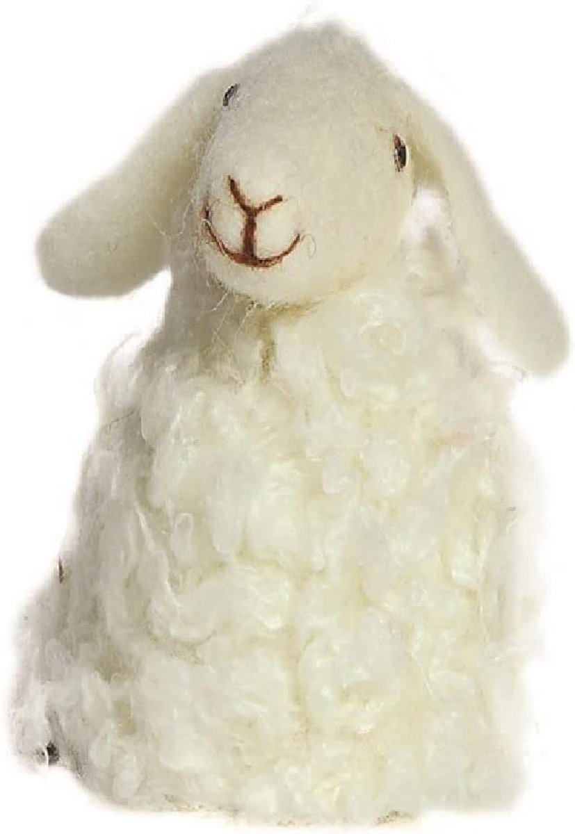 Eierwarmer staander schaap wit vilt decoratie tafeldecoratie Pasen
