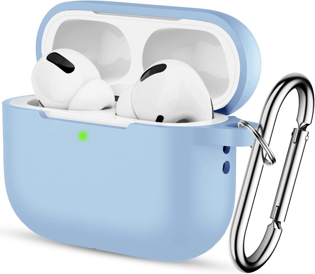 Hoes voor AirPods Pro 2. Generation 2022, siliconen stootvaste case, zacht, lichtgewicht beschermhoes, volledige bescherming, cover voor Apple AirPods Pro 2, met karabijnhaak, paars