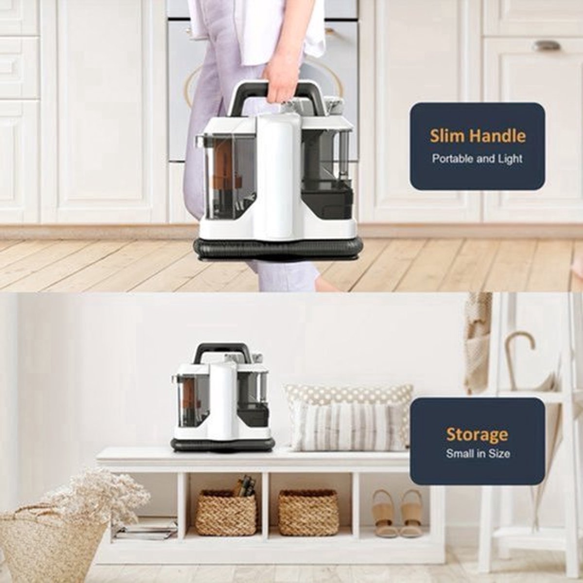 Tapijtreiniger – Vlekverwijderaar – Spot Cleaner – Tapijtreiniger Handheld – Stofzuiger Voor Stoffering – 750W Krachtige Motor – Compact Draagbaar Design