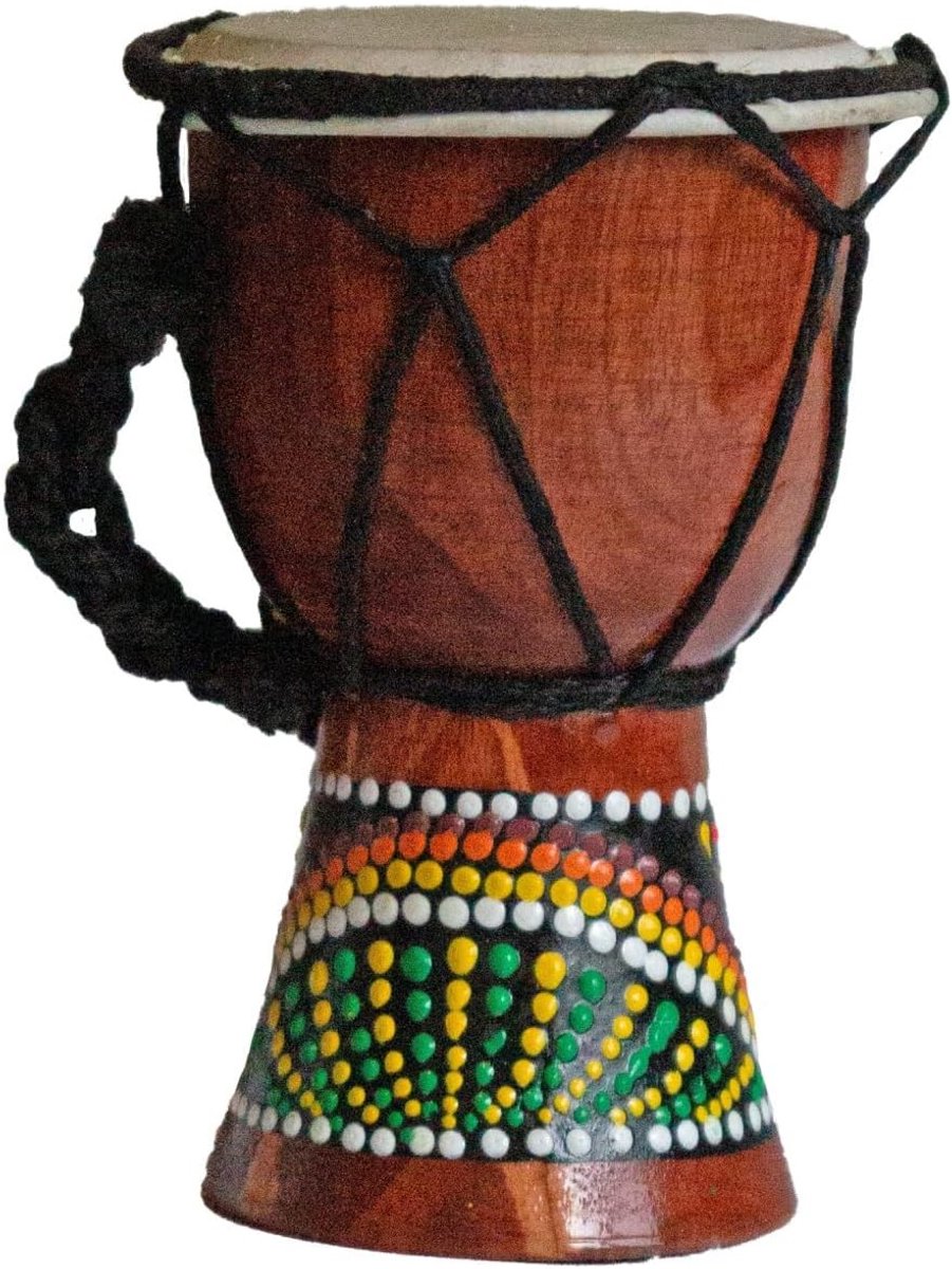 Djembe drum 12 cm Bongo Afrika - geschilderd drum ritme percussie Dot Painting