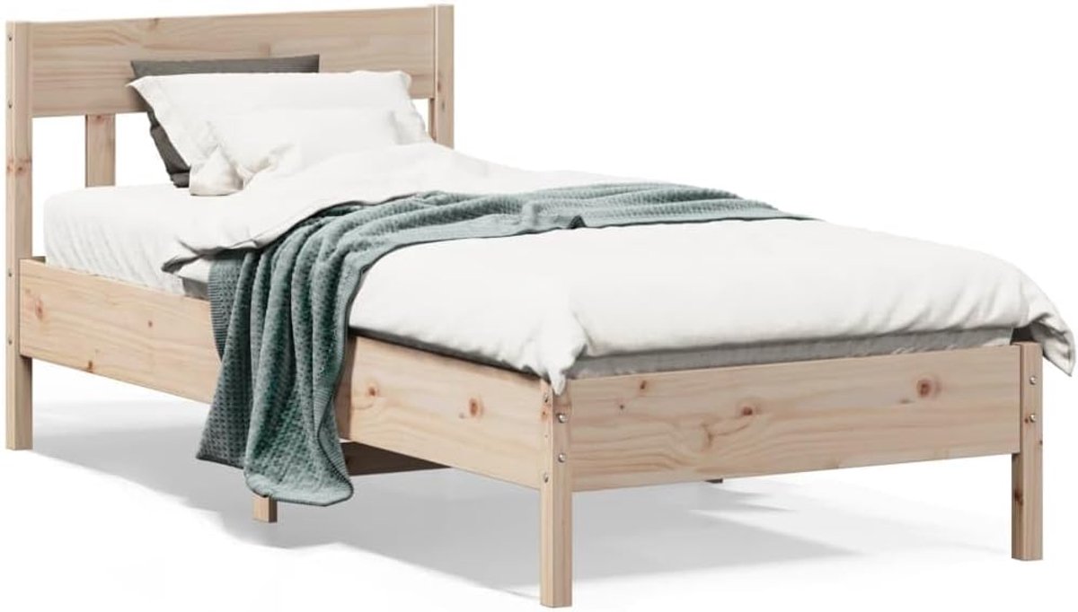 Grenenhout met lattenbodem hoofdsteun naturel 75x190 cm