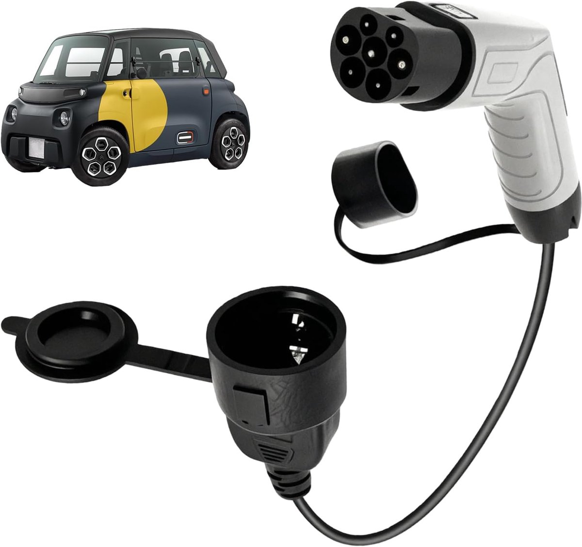 Adapter laadstekker elektrische auto 3,5 kW 16 A adapter 0,5 m 220 V type 2 oplaadkabel voor EV en scooter niet voor V2L stofdicht