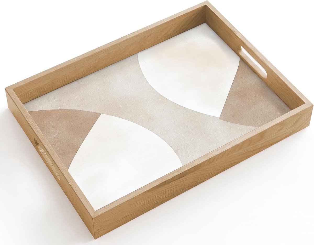 Rechthoekig Houten Dienblad Met Handgrepen Eikenhout