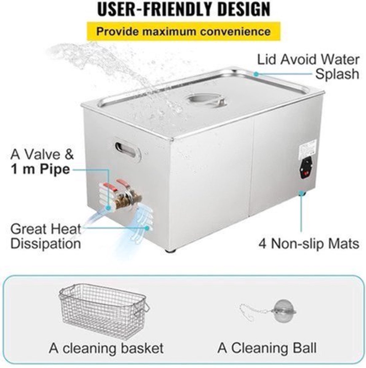 Ultrasoon Reiniger – Ultrasoon Apparaat – Sieradenreiniger – Brillenreiniger – Horlogereiniging – 30 Liter Inhoud – Verstelbare Verwarming en Timer