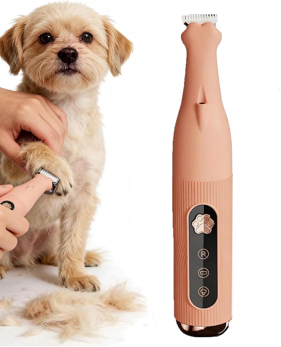 Tondeuse voor honden, professioneel, met ledverlichting, verzorging voor huisdieren, oplaadbaar via USB, voor poten, ogen, oren, gezicht, lichaam (oranje)