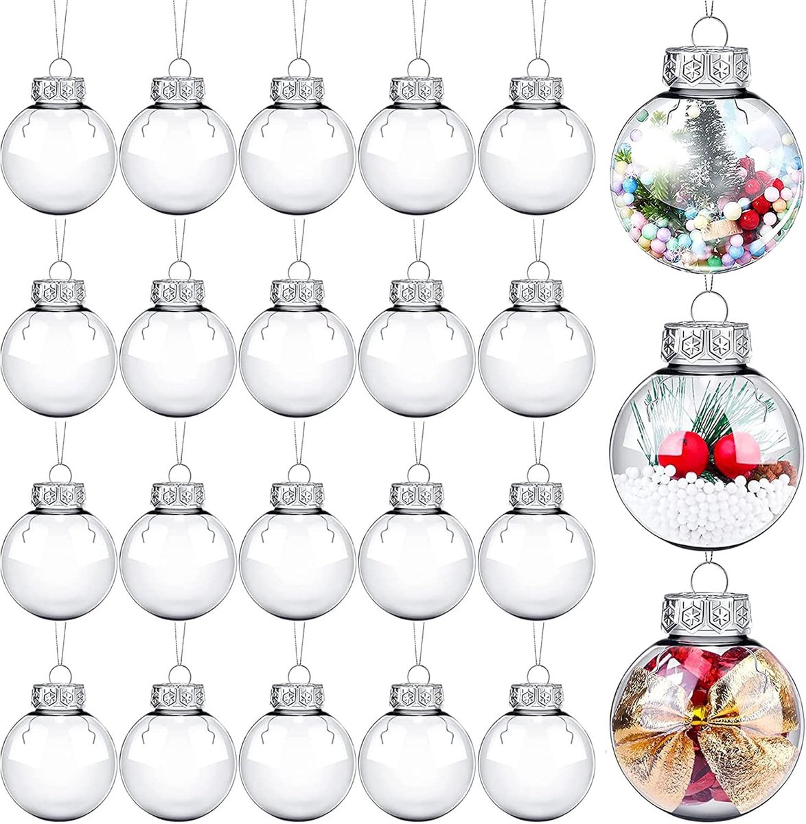 Kerstballen, 6 cm, vulbare kerstballen, doe-het-zelf kerstboomversiering