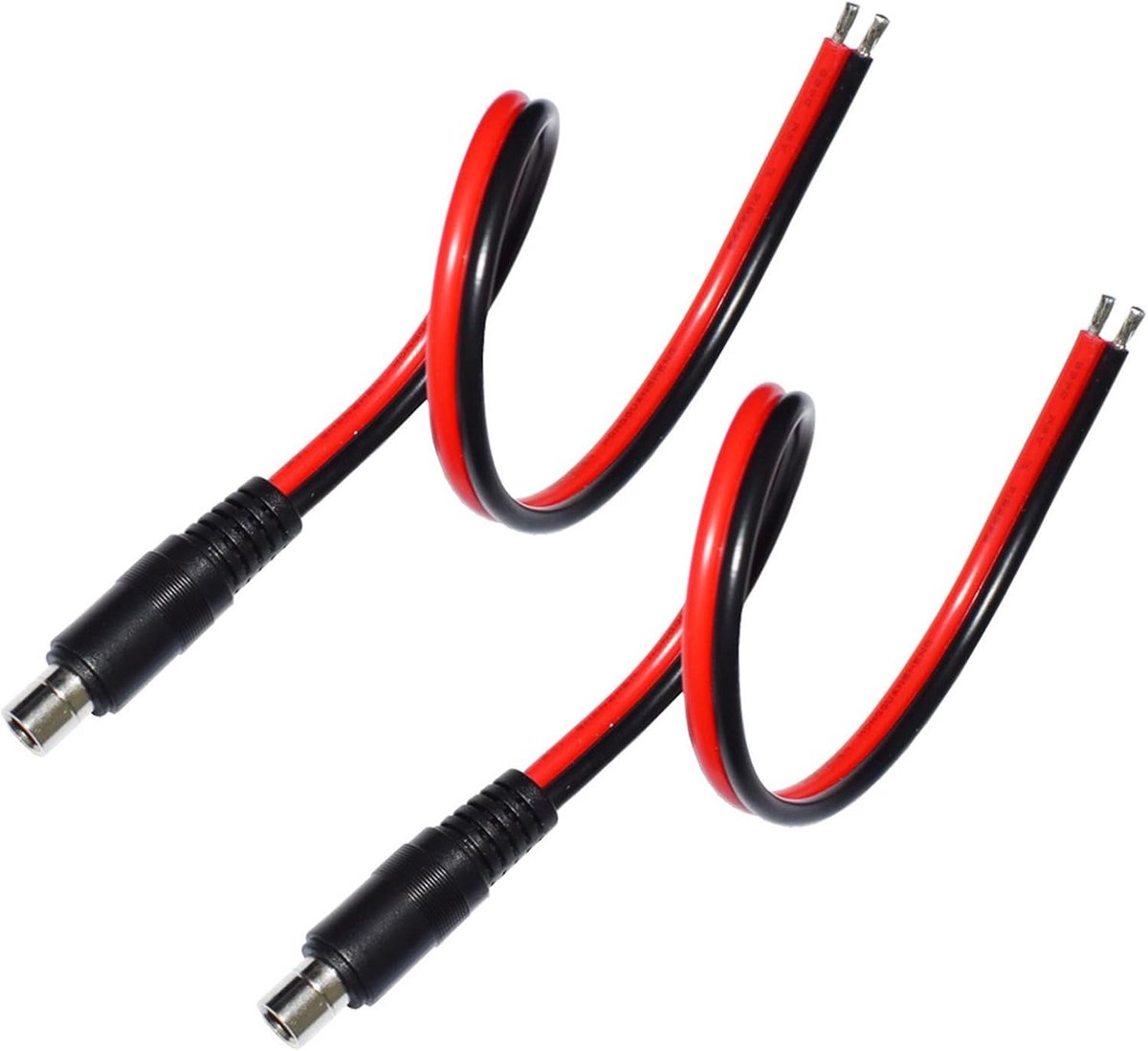 2 stuks DC8020 stroomkabel, 8,0 x 2,0 mm, stekker op open kabeluiteinden, 14 AWG koperen pigtailkabel, 0,3 m, voor powerstation, reparatie, doe-het-zelf stroomvoorziening