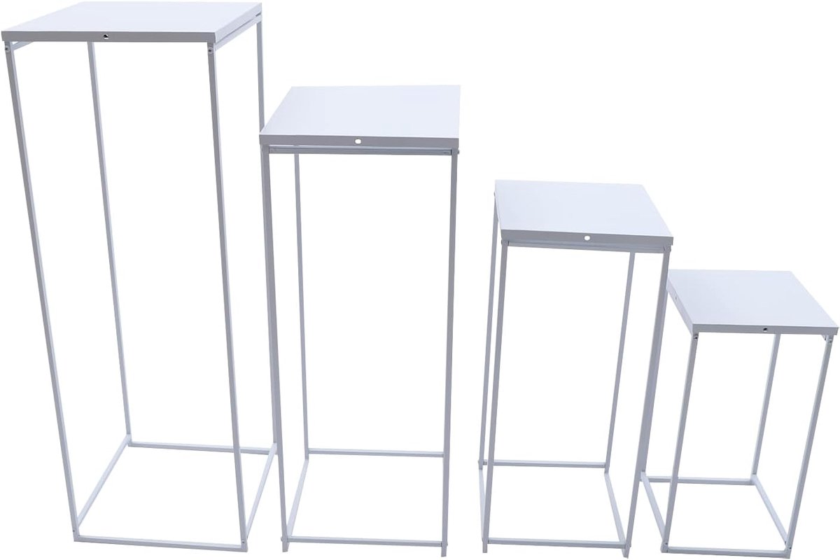 4 stuks bruiloftsvaas, zuil, metalen bloemenbodem, bloemenstandaard, bloemstandaard, middenstuk voor thuis, feest, bruiloftsdecoraties, vloervaas, bloemenhouder voor bruiloft (wit)