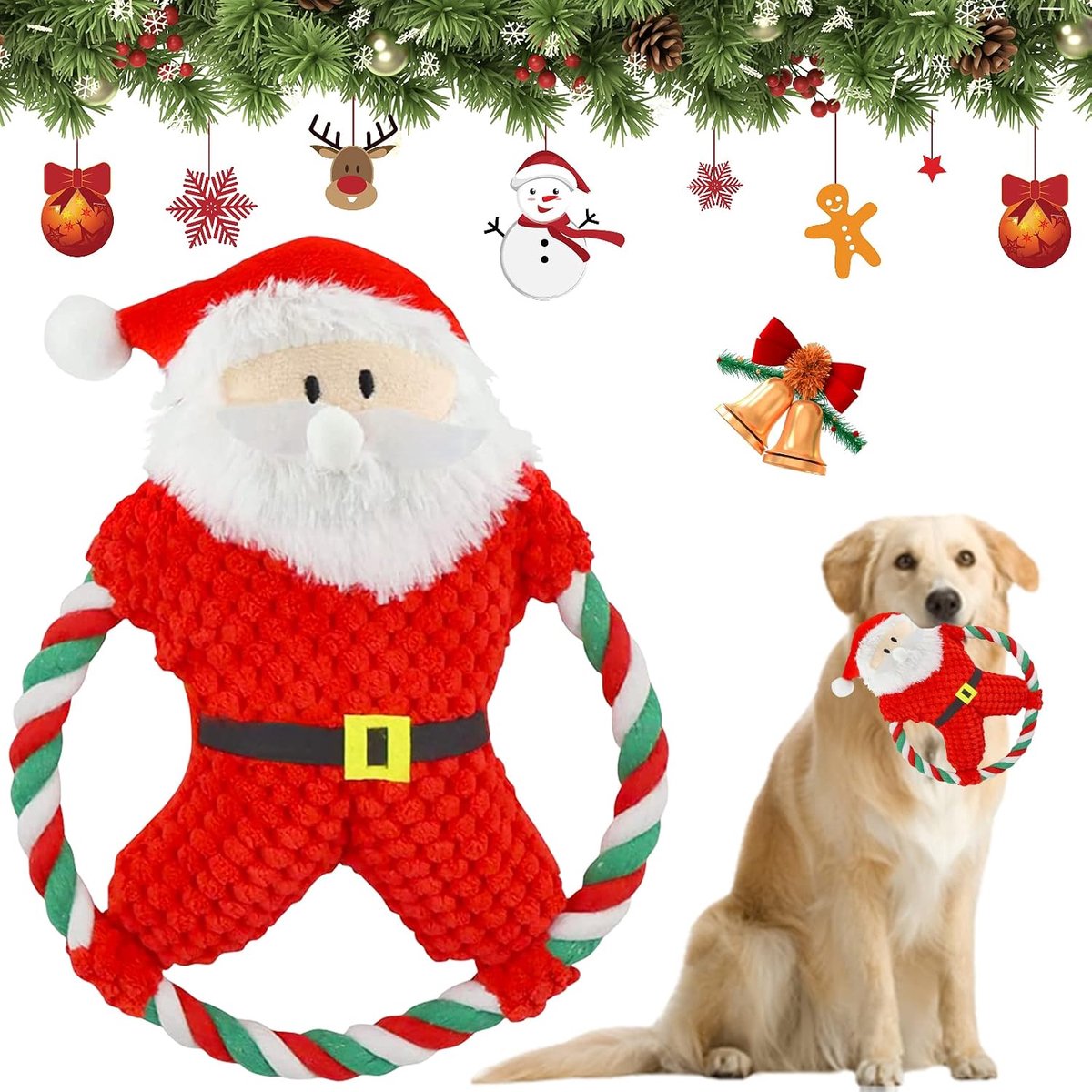Kerstmis, hondenspeelgoed, kleine honden, onverwoestbaar, piepend, Kerstmis, huisdier, hond, speelgoed, interactief kauwspeelgoed, kauwspeelgoed voor hond, cadeau, Kerstmis