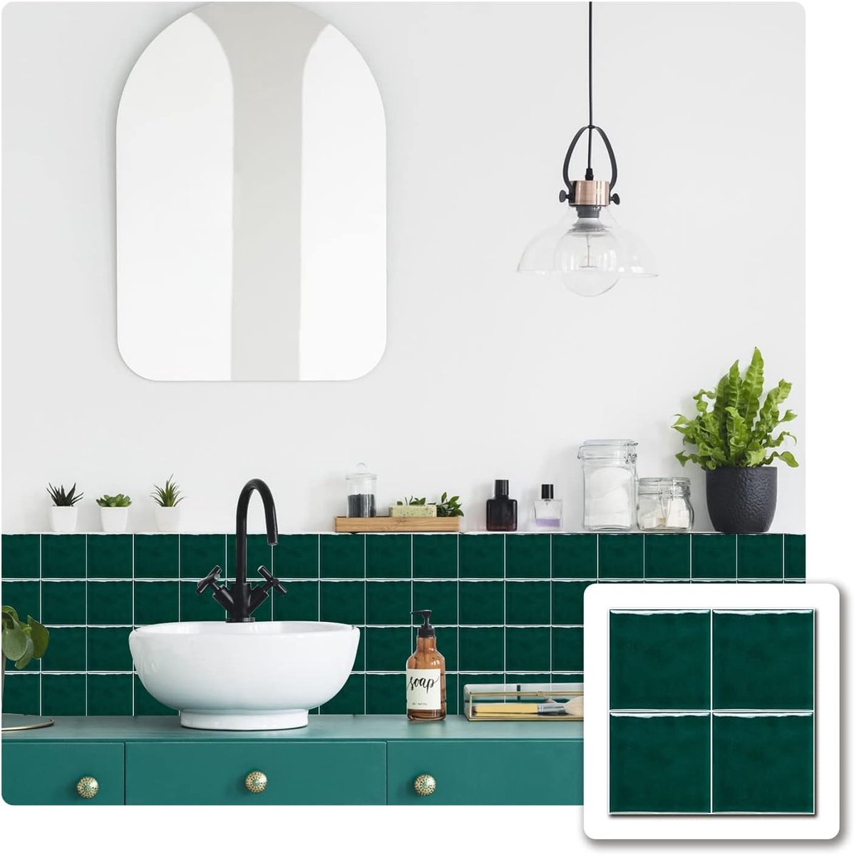 Dikke Tegelsticker met Mozaïekeffect Vinyl Afpellen en plakken Zelfklevend Achterwand Waterdicht Voor Keuken Badkamer 15 x 15 cm 10 stuks Groen