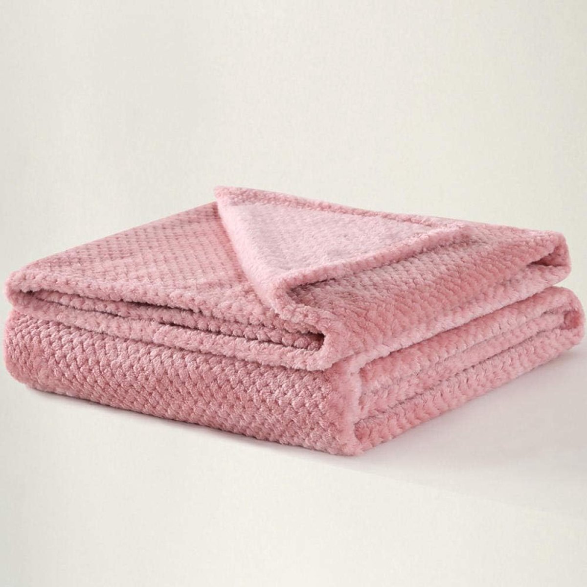 Deken, flanellen deken, warme deken voor alle seizoenen voor dutje, zachte deken van microvezel voor bank, bank -Roze_200 cm X 230 cm