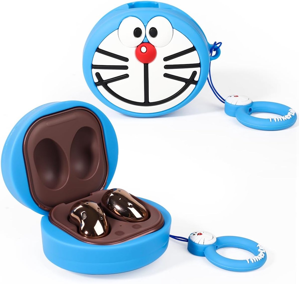 Hoesje voor Galaxy Buds FE (2023) / Buds2 Pro (2022) / Buds 2 (2021) / Buds Pro (2021) / Buds Live (2020), XMBYGY siliconen oplaadhoes met karabijnhaak voor Samsung draadloze oordopjes (Amon)