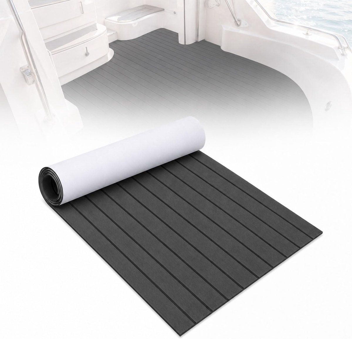 Mat, EVA, zelfklevend, bootvloermat in teaklook, op maat te snijden, vloerbedekking voor boot, jacht, surfplank, camper, zwembad