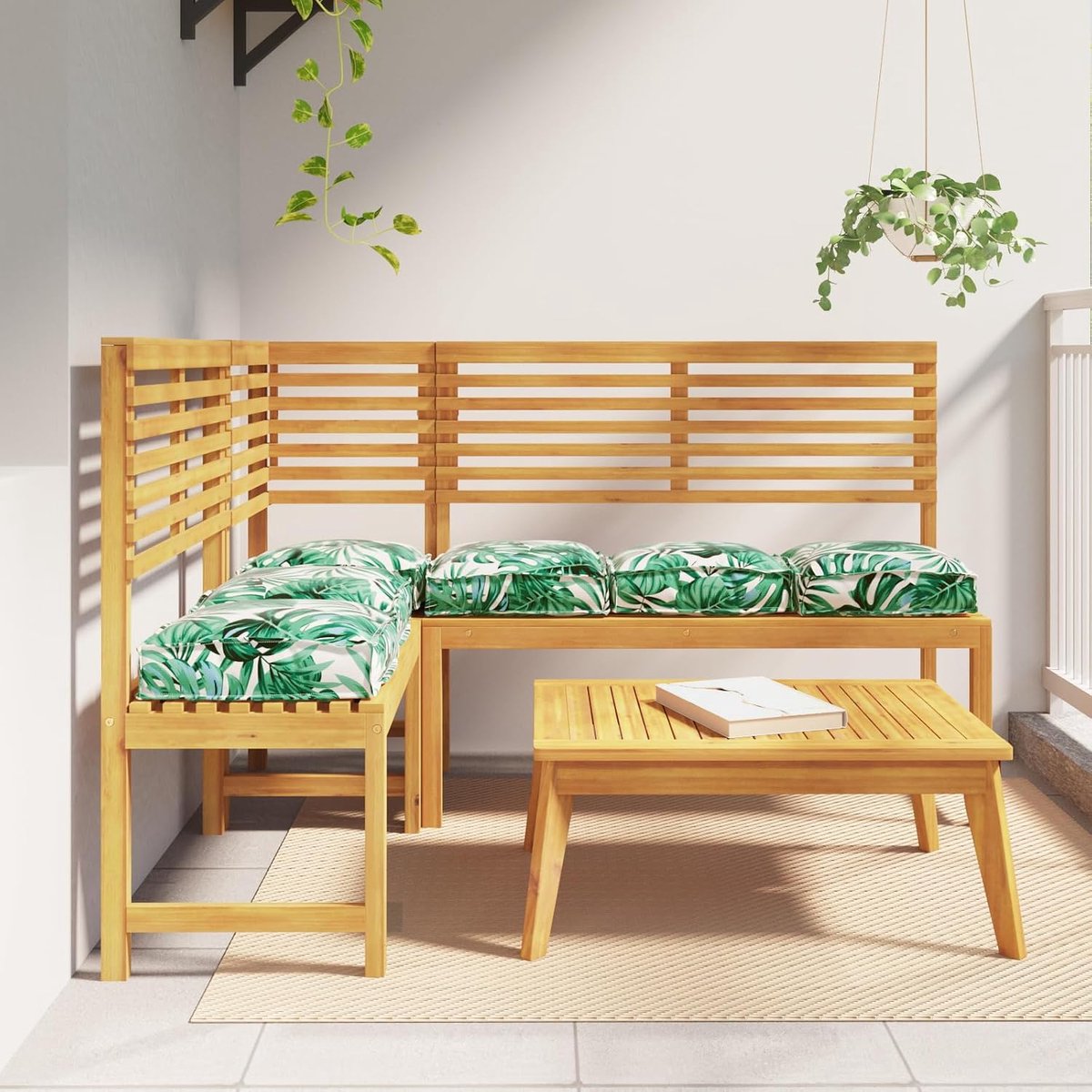 6 stuks, bladpatroon, 40 x 40 x 8 cm, Oxford-stof voor bank, tuin, balkon, tropisch design, decoratiekussen met zachte vulling, weerbestendige buitenkussen