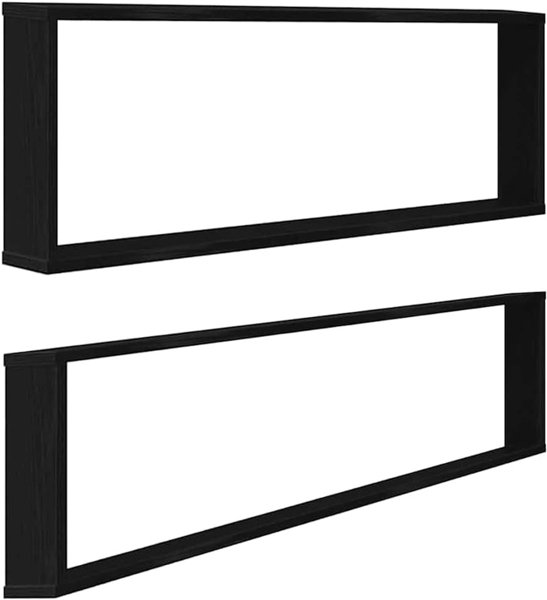 Wandplanken, 2 stuks, eiken, zwart, 100 x 15 x 30 cm