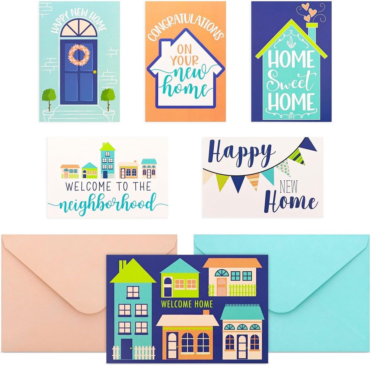 Set van 48 Housewarming-kaarten met enveloppen voor welkom thuis, bulkset voor nieuw huis, felicitaties, makelaars, vrienden, buren (10 x 15 cm)