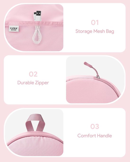 Hoesjes Over Ear Soft voor JBL/Soundcore/Sony/Bose/BERIBES, Draagbare Universele Hoofdtelefoonhoes, Eenvoudig Ontwerp in Contrasterende Kleuren (Roze) — afbeelding 3