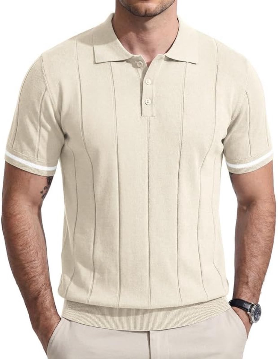 Poloshirt voor heren, slim fit, korte mouwen, zacht gebreid, ademend, voor zomer, golf en tennis