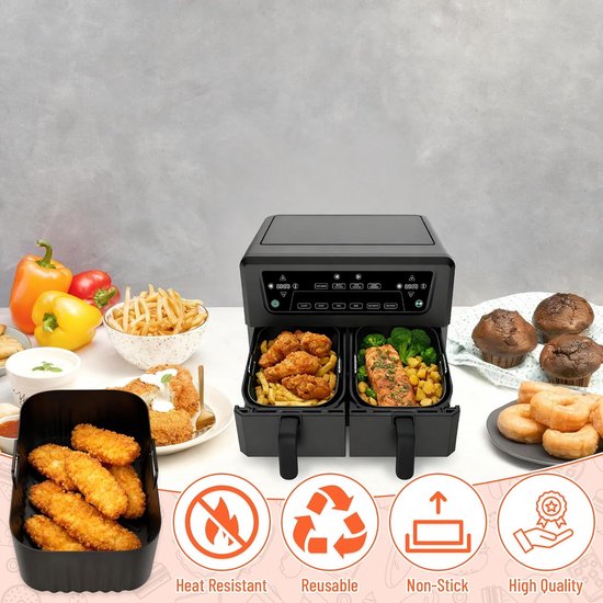 Set van 2 siliconen vormen voor Cuisinart XXL, 10,4 l, siliconen coating, accessoires voor keuken, Air Fryer, 2 vakken, bakvorm, vaatwasmachinebestendig — afbeelding 3