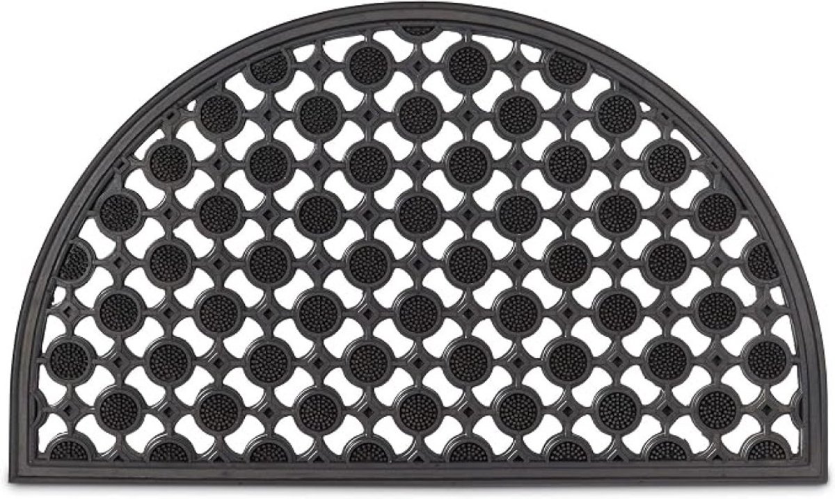 Livatto Halfronde Deurmat Rubber 75x45 cm – Antislip Schoonloopmat voor Binnen & Buiten – Zwart