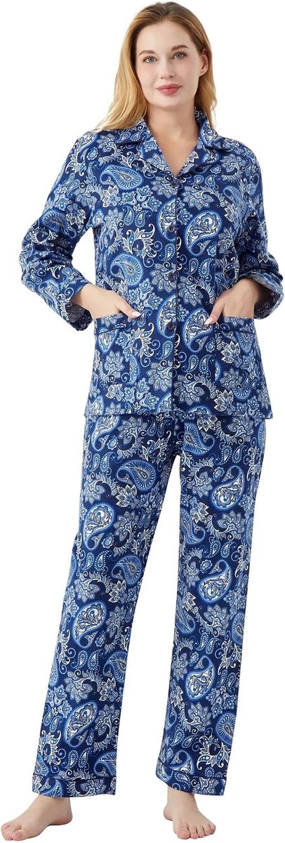 katoenen flanellen pyjama voor vrouwen 100% katoen flanel pyjama set zachte PJS gezellige dames loungewear